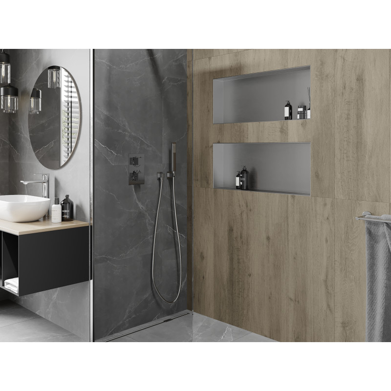 Mexen X-Wall-NR nástenná polica bez príruby 75 x 30 cm, inox - 1911753010
