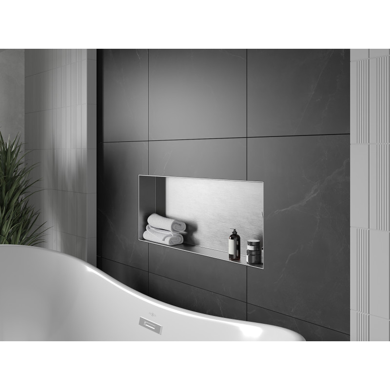 Mexen X-Wall-NR nástenná polica bez príruby 75 x 30 cm, inox - 1911753010
