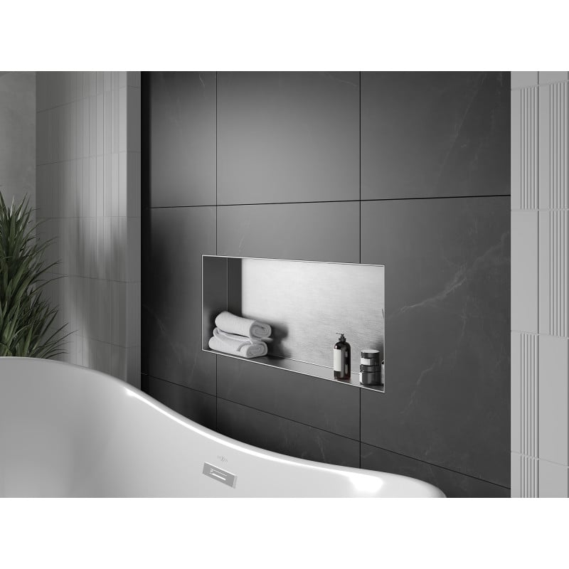 Mexen X-Wall-NR polica do výklenku bez príruby 75 x 30 cm, inox - 1911753010