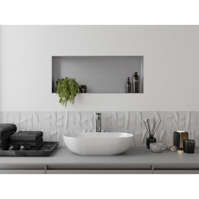 Mexen X-Wall-NR polica do výklenku bez príruby 75 x 30 cm, inox - 1911753010