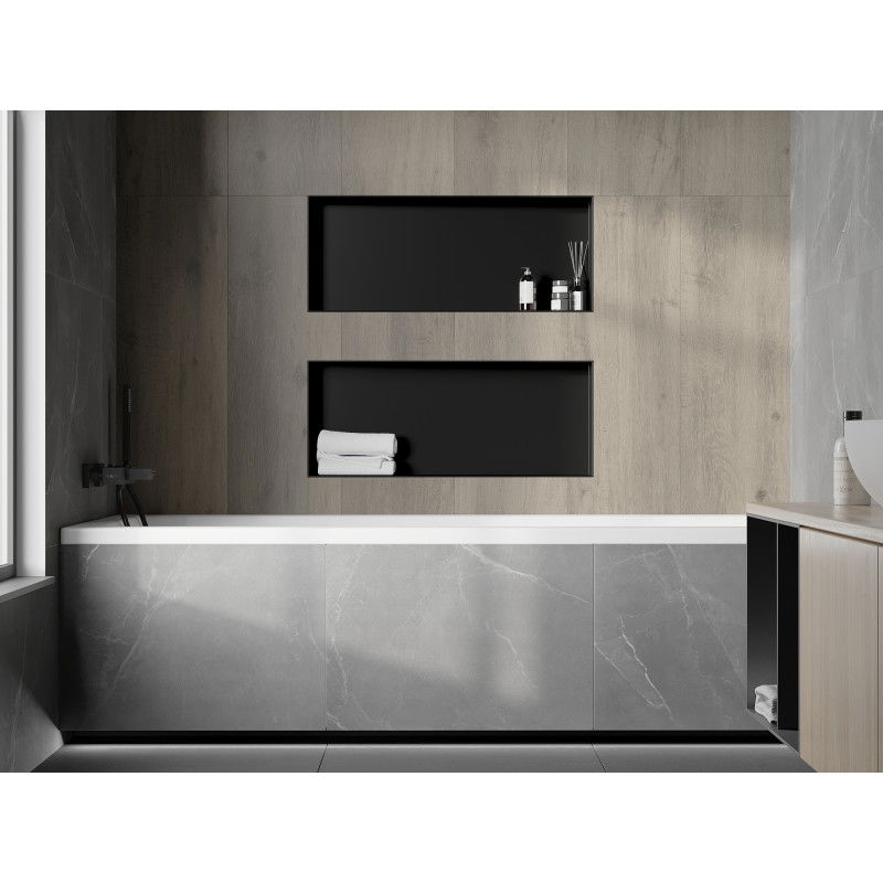 Mexen X-Wall-NR polička s výklenkom bez príruby 75 x 30 cm, čierna - 1971753010