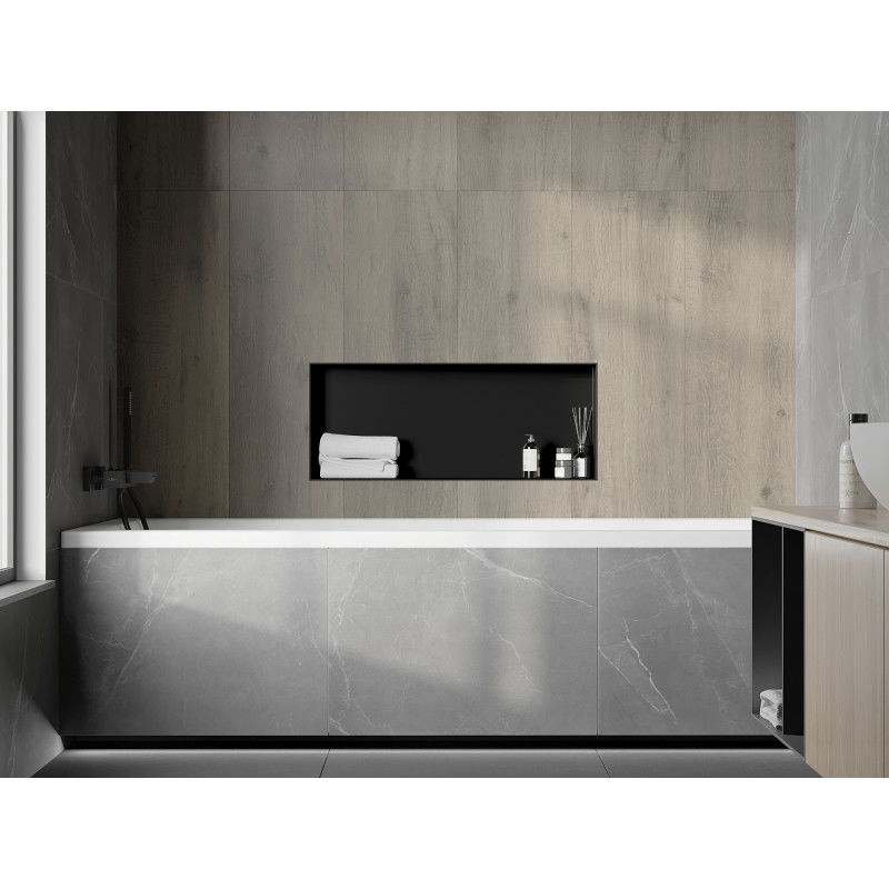 Mexen X-Wall-NR polička s výklenkom bez príruby 75 x 30 cm, čierna - 1971753010