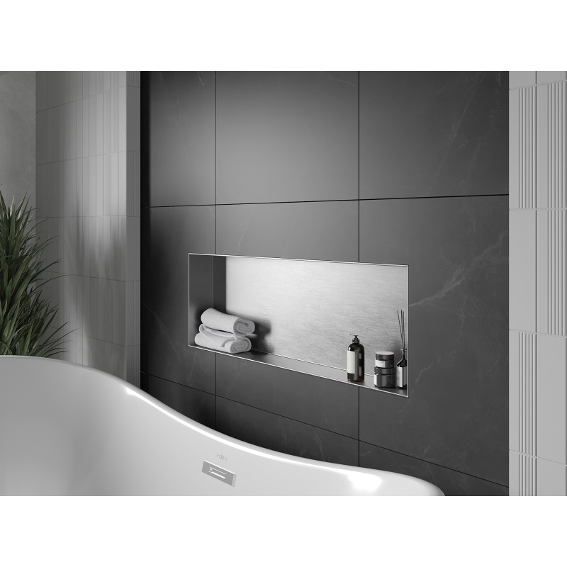 Mexen X-Wall-NR nástenná polica bez okraja 90 x 30 cm, inox - 1911903010