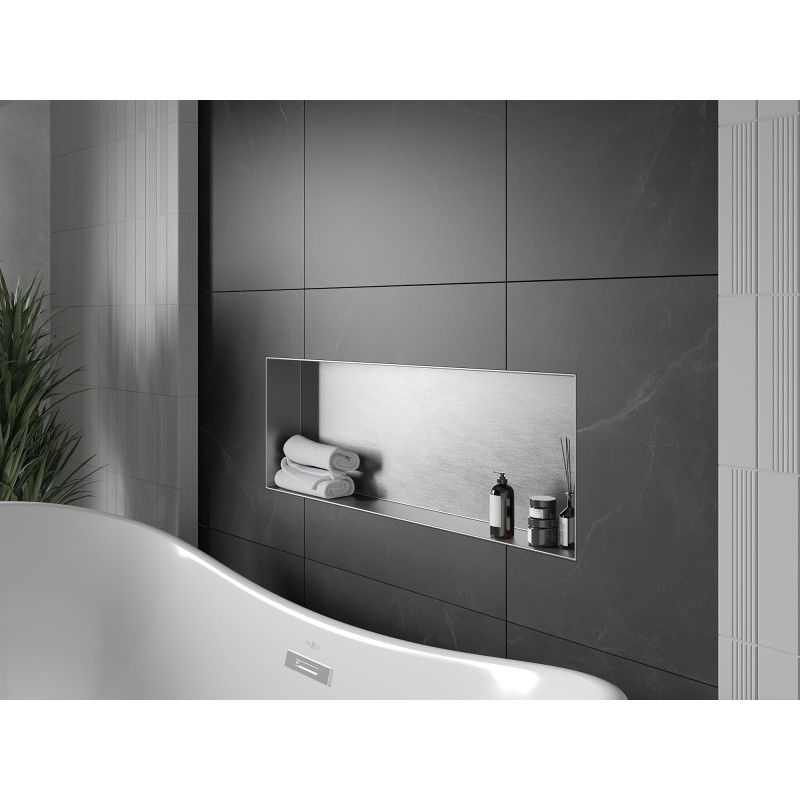 Mexen X-Wall-NR výklenková polica bez príruby 90 x 30 cm, inox - 1911903010