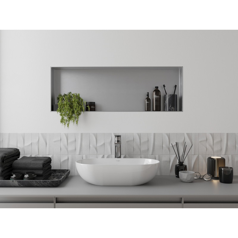 Mexen X-Wall-NR nástenná polica bez okraja 90 x 30 cm, inox - 1911903010