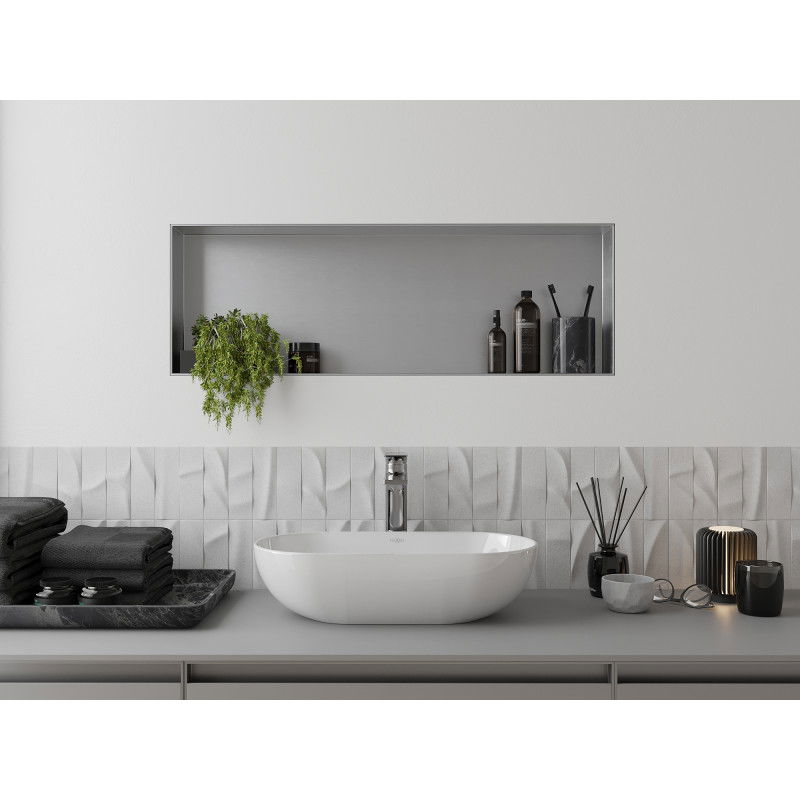 Mexen X-Wall-NR výklenková polica bez príruby 90 x 30 cm, inox - 1911903010