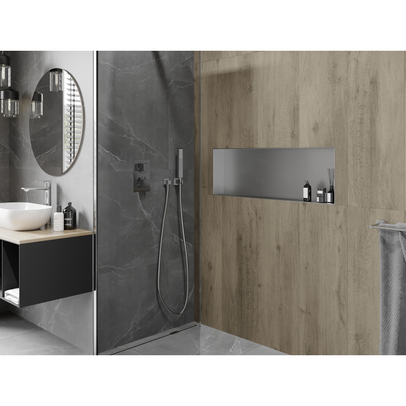 Mexen X-Wall-NR nástenná polica bez lemu 90 x 30 cm, inox - 1911903010
