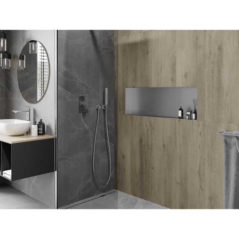 Mexen X-Wall-NR nástenná polica bez okraja 90 x 30 cm, inox - 1911903010