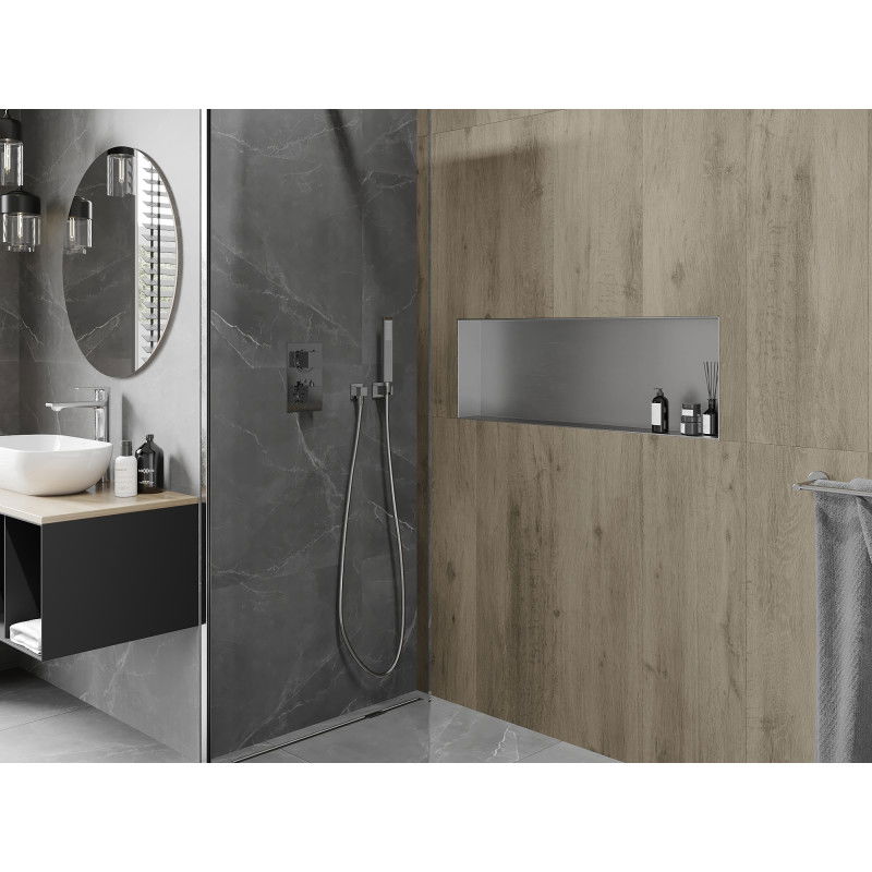 Mexen X-Wall-NR výklenková polica bez príruby 90 x 30 cm, inox - 1911903010