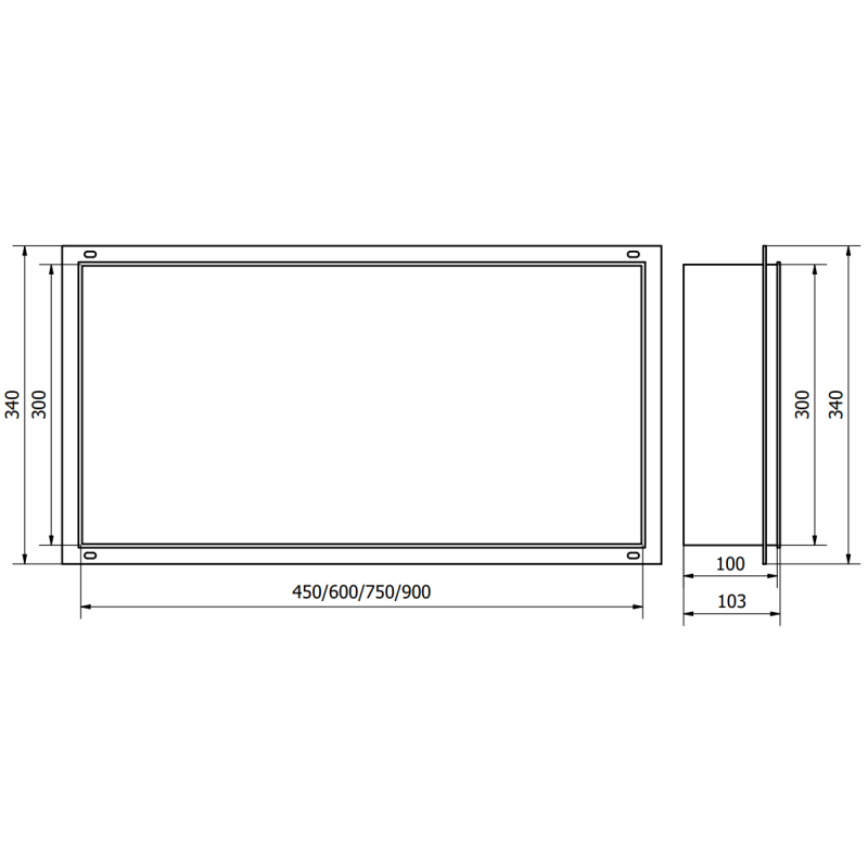 Mexen X-Wall-NR výklenková polica bez príruby 90 x 30 cm, biela - 1921903010