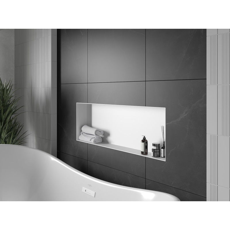 Mexen X-Wall-NR výklenková polica bez príruby 90 x 30 cm, biela - 1921903010