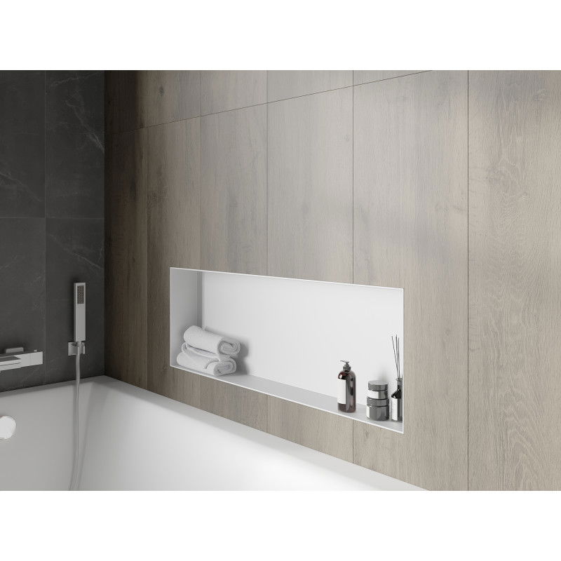 Mexen X-Wall-NR výklenková polica bez príruby 90 x 30 cm, biela - 1921903010