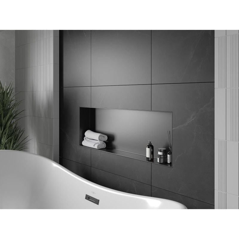 Mexen X-Wall-NR vstavaná polica bez príruby 90 x 30 cm, čierna - 1971903010