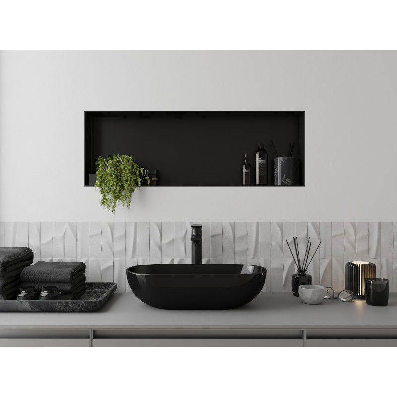 Mexen X-Wall-NR vstavaná polica bez príruby 90 x 30 cm, čierna - 1971903010