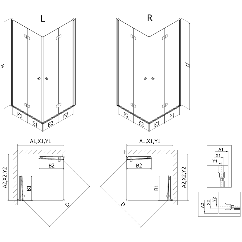 Mexen Mist-F Duo skladacia sprchová kabína ľavá 115 x 110 cm, transparentná, chróm - 8A6-115L-110P-01-00