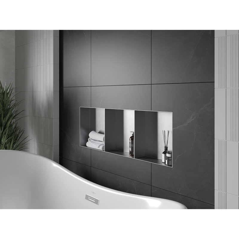 Mexen X-Wall-NR nástenná polica bez okraja s policou 90 x 30 cm, inox - 1911903010S