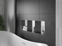 Mexen X-Wall-NR zapustená polica bez obruby s poličkou 90 x 30 cm, inox - 1911903010S