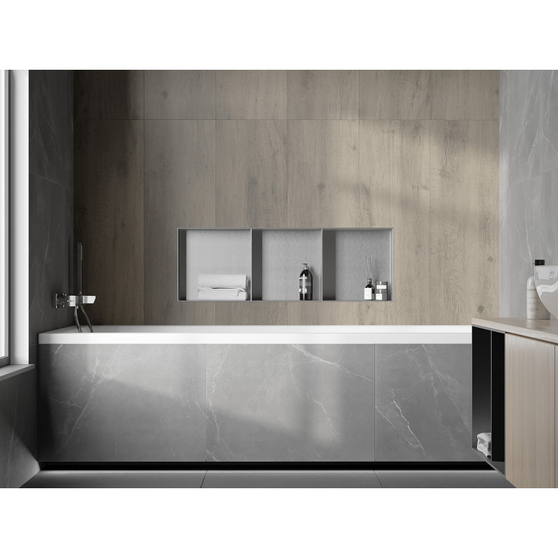 Mexen X-Wall-NR nástenná polica bez okraja s policou 90 x 30 cm, inox - 1911903010S