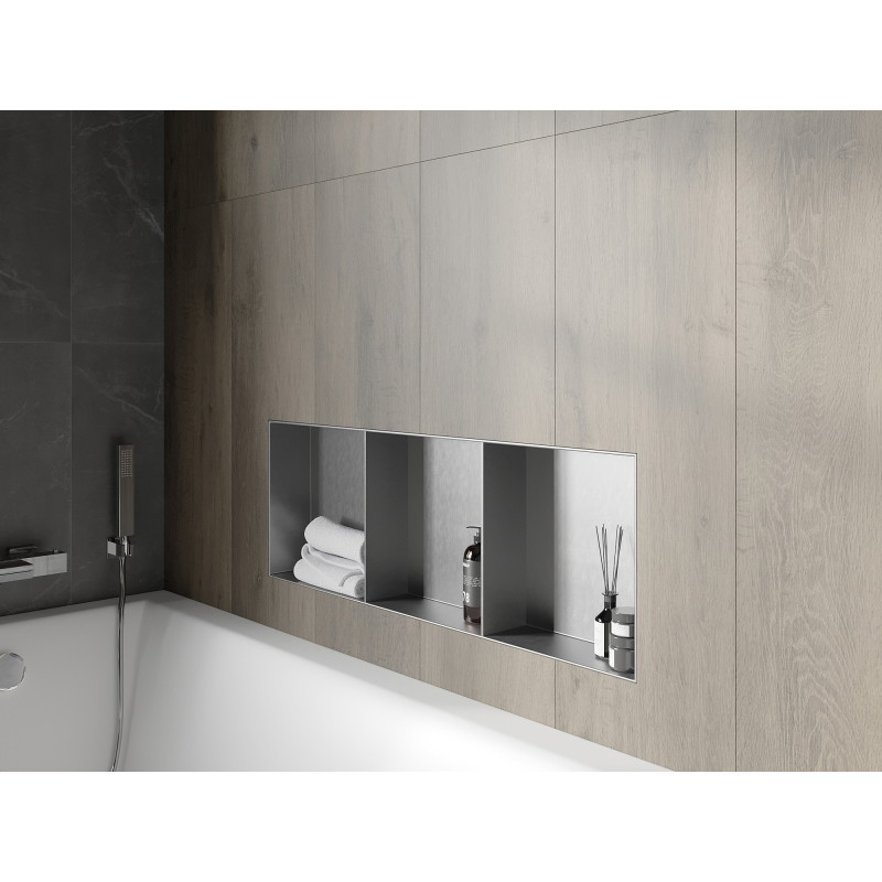 Mexen X-Wall-NR nástenná polica bez okraja s policou 90 x 30 cm, inox - 1911903010S