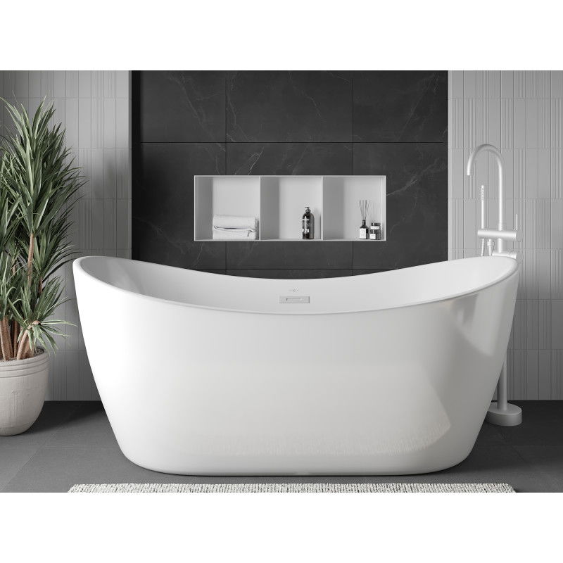 Mexen X-Wall-NR vstavaná polička bez obruby s policou 90 x 30 cm, biela - 1921903010S