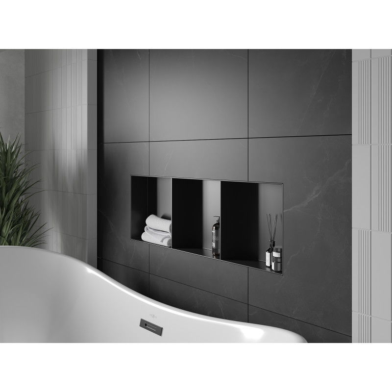 Mexen X-Wall-NR výklenková polica bez obruby s policou 90 x 30 cm, čierna - 1971903010S