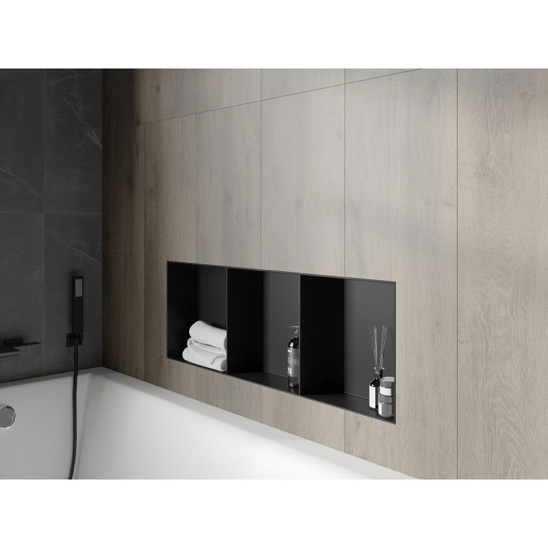 Mexen X-Wall-NR výklenková polica bez obruby s policou 90 x 30 cm, čierna - 1971903010S