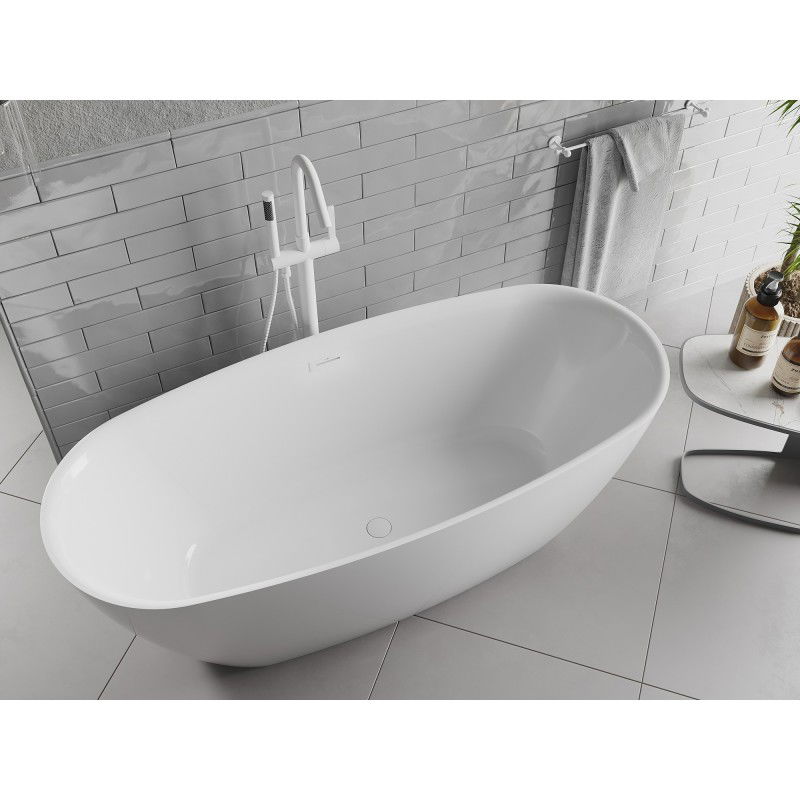 Mexen Luvo Slim voľne stojaca vaňa 170 x 75 cm, biela, biely prepad - 52801707500-20