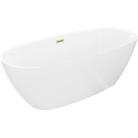 Mexen Luvo Slim voľne stojaca vaňa 170 x 75 cm, biela, prepad zlatý - 52801707500-50