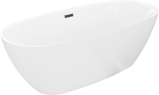 Mexen Luvo Slim samostatne stojaca vaňa 170 x 75 cm, biela, čierny prepad - 52801707500-70