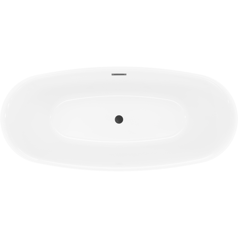 Mexen Luvo Slim samostatne stojaca vaňa 170 x 75 cm, biela, čierny prepad - 52801707500-70