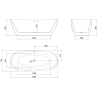 Mexen Luvo Slim voľne stojaca vaňa 170 x 75 cm, bielo/čierna, biely preliv - 52801707575-20