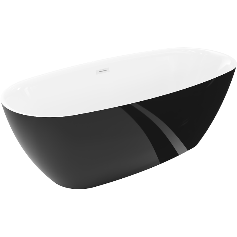 Mexen Luvo Slim voľne stojaca vaňa 170 x 75 cm, biela/čierna, biely prepad - 52801707575-20