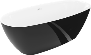 Mexen Luvo Slim voľne stojaca vaňa 170 x 75 cm, biela/čierna, biely prepad - 52801707575-20