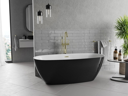 Mexen Luvo Slim voľne stojaca vaňa 170 x 75 cm, biela/čierna, prepad zlatý - 52801707575-50