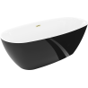 Mexen Luvo Slim voľne stojaca vaňa 170 x 75 cm, biela/čierna, prepad zlatý kefovaný - 52801707575-55