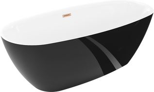 Mexen Luvo Slim voľne stojaca vaňa 170 x 75 cm, biela/čierna, prepad meď česaná - 52801707575-65