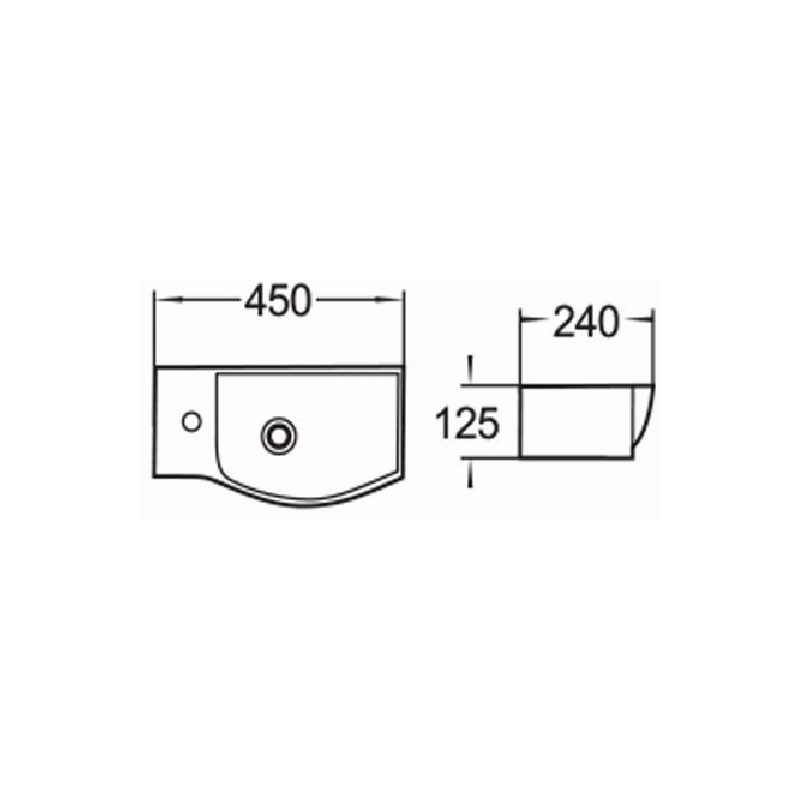 Mexen Hugo umývadlo na doske ľavé 45 x 24 cm, biele - 21254500L