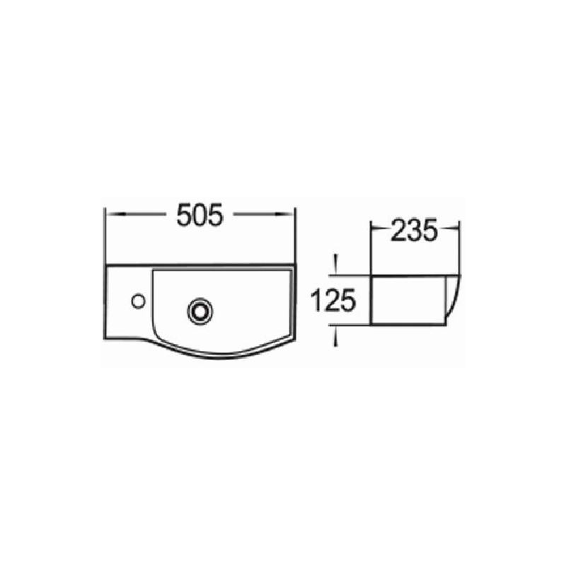 Mexen Hugo umývadlo na dosku pravé 50 x 23 cm, biele - 21255000R