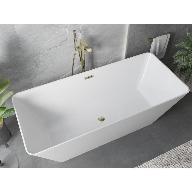 Mexen Velo Slim voľne stojaca vaňa 170 x 75 cm, biela, prepad zlatý - 52811707500-50