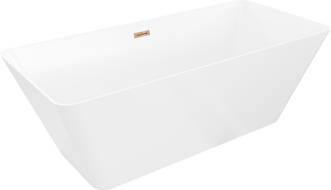 Mexen Velo Slim samostatne stojaca vaňa 170 x 75 cm, biela, prepad ružové zlato - 52811707500-60