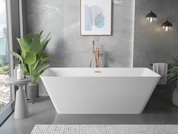 Mexen Velo Slim samostatne stojaca vaňa 170 x 75 cm, biela, prepad ružové zlato - 52811707500-60