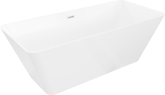 Mexen Velo Slim samostatne stojaca vaňa 170 x 75 cm, biela, prepad nikel kartáčovaný - 52811707500-97