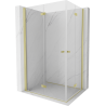 Mexen Mist-F Duo skladací sprchovací kút 75 x 70 cm, transparentný, zlatý kartáčovaný - 8A6-075L-070P-55-00