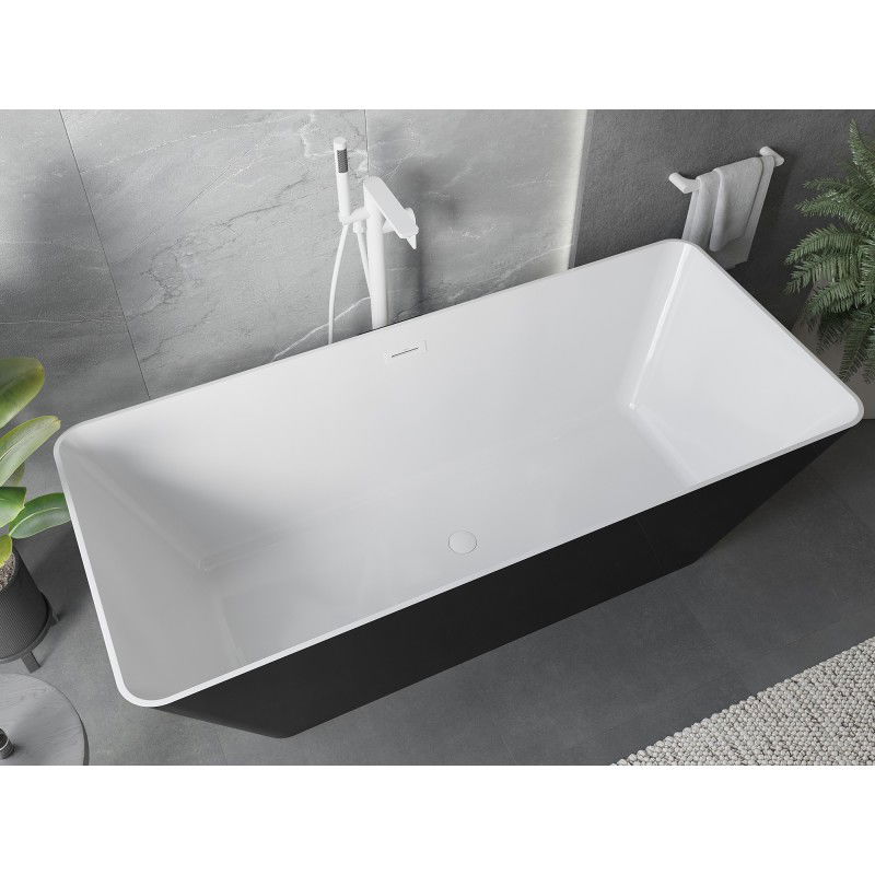 Mexen Velo Slim voľne stojaca vaňa 170 x 75 cm, biela/čierna, biely prepad - 52811707575-20