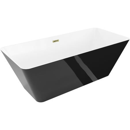 Mexen Velo Slim voľne stojaca vaňa 170 x 75 cm, biela/čierna, zlatý prepad - 52811707575-50