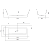Mexen Velo Slim voľne stojaca vaňa 170 x 75 cm, biela/čierna, prepad zlatý kartáčovaný - 52811707575-55