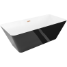 Mexen Velo Slim voľne stojaca vaňa 170 x 75 cm, biela/čierna, prepad medená kartáčovaná - 52811707575-65