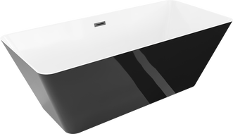 Mexen Velo Slim voľne stojaca vaňa 170 x 75 cm, biela/čierna, čierny prepad - 52811707575-70
