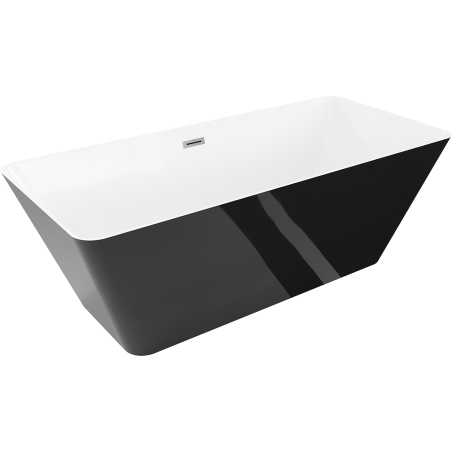Mexen Velo Slim samostatne stojaca vaňa 170 x 75 cm, biela/čierna, prepad gun metal - 52811707575-95