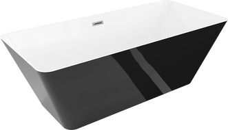 Mexen Velo Slim samostatne stojaca vaňa 170 x 75 cm, biela/čierna, prepad gun metal - 52811707575-95